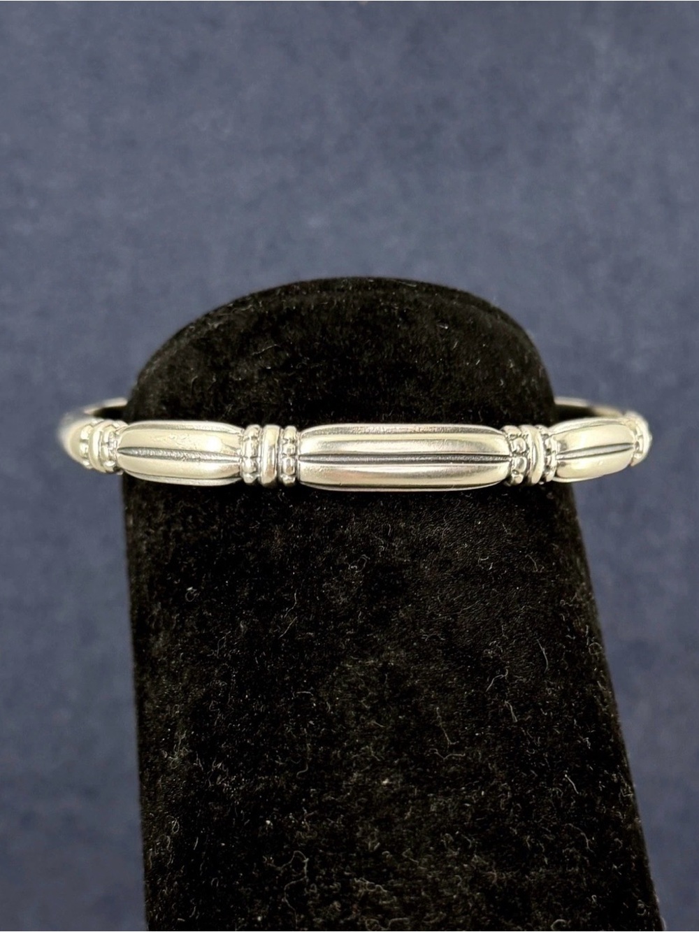 JAMES AVERY Sterling Silver Thatch Etched Bead Cuff Bracelet; RETIRED